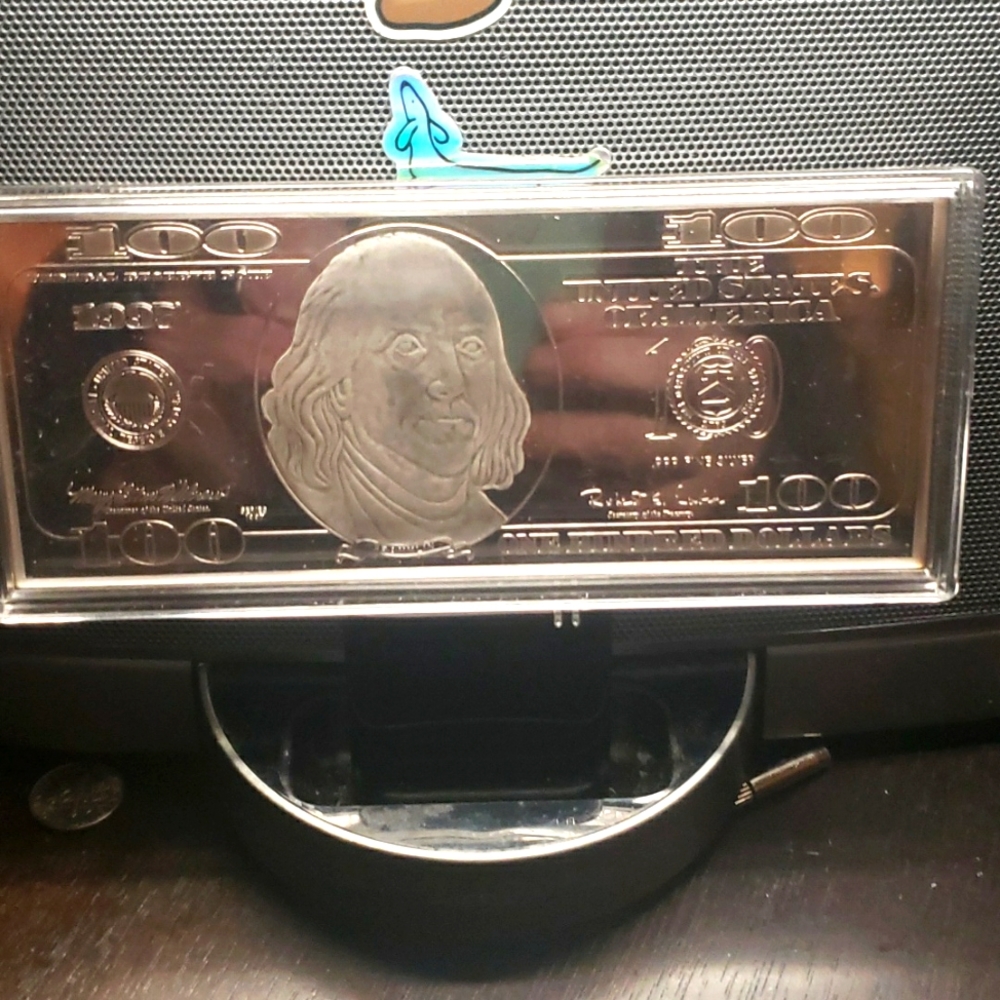 4oz $100 pure silver registered bill